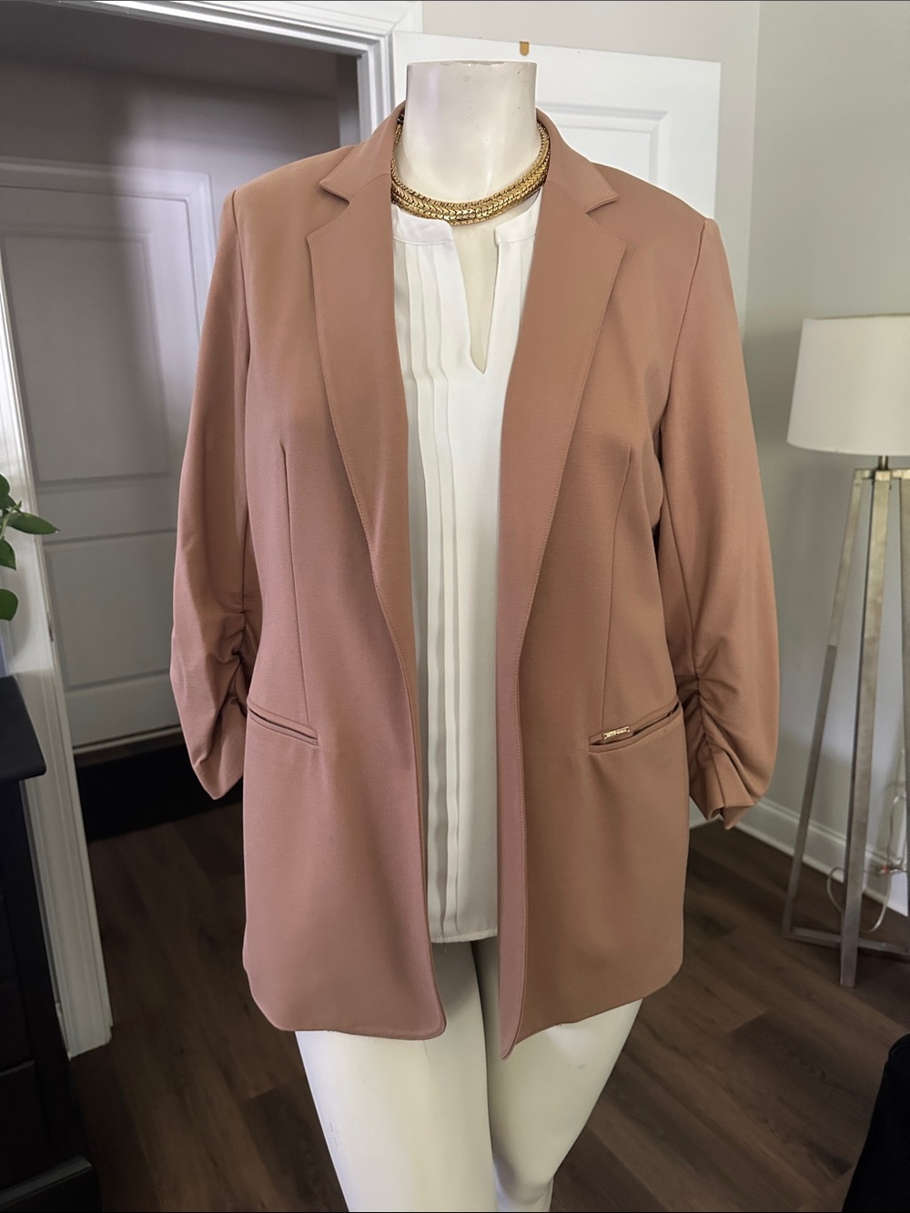 Anne Klein Dusty Rose Open-Front Blazer